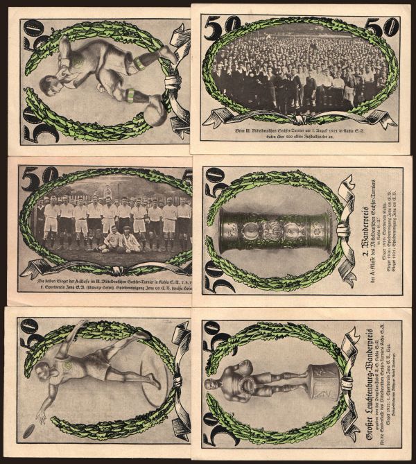 Nemecko, Serienscheine, 1921-1922: Bad Jena/ Spielvereinigung, 6x 50 Pfennig, 1921