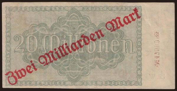 Germany, Länderbanknoten, 1871-1935: Badische Bank, 2.000.000 Mark, 1923