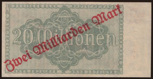 Germany, Länderbanknoten, 1871-1935: Badische Bank, 2.000.000.000 Mark, 1923