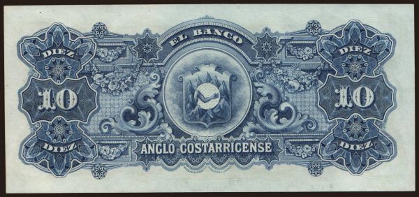 Amerika, Costa Rica: Banco Anglo Costarricense, 10 colones, 1917