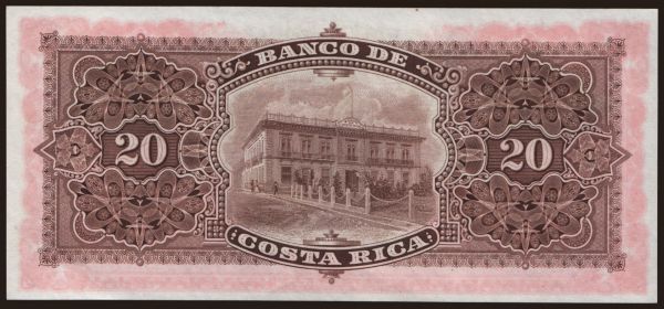 Amerika, Costa Rica: Banco de Costa Rica, 20 colones, 1906