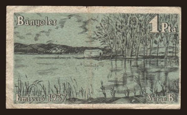 Europe, Spain, Spain - Local issues: Banyoles, 1 pesseta, 1937