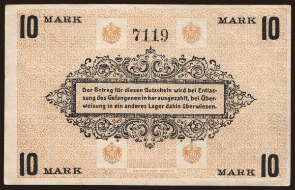 Germany, Kriegsgefangenenlager, 1915-1918: Bautzen, 10 Mark, 191?