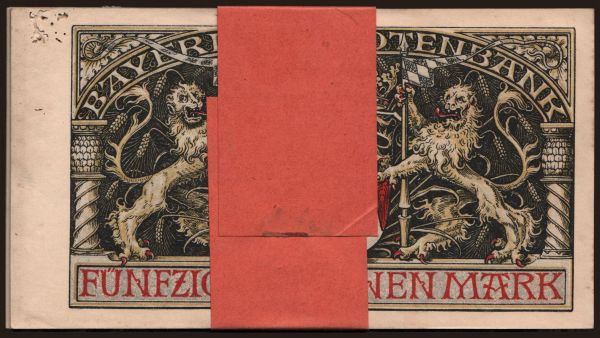 Germany, Länderbanknoten, 1871-1935: Bayerische Notenbank, 50.000.000 Mark, 1923, 20x