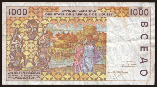 Africa, West African States: Benin, 1000 francs, 2001