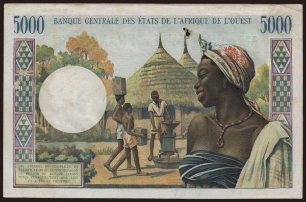 Afrika, Nyugat Afrikai Államok: Benin, 5000 francs, 1975