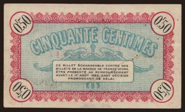 Európa, Francúzsko, Francúzsko - Núdzovky: Besancon et de Doubs, 50 centimes, 1920