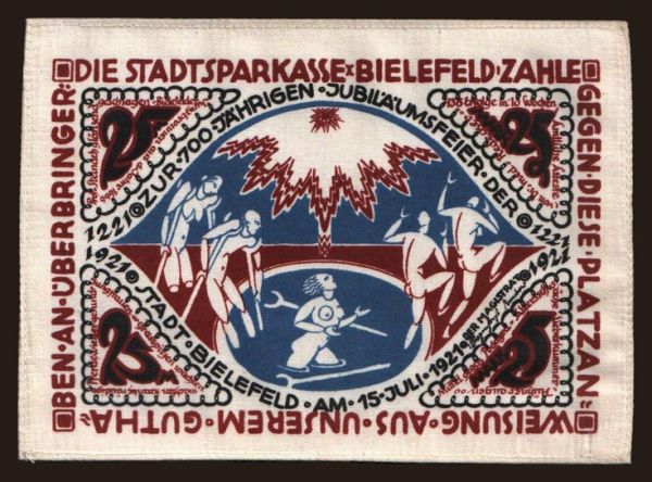 Germany, Grossgeld, Inflation, 1922: Bielefeld, 25 Mark, 1922