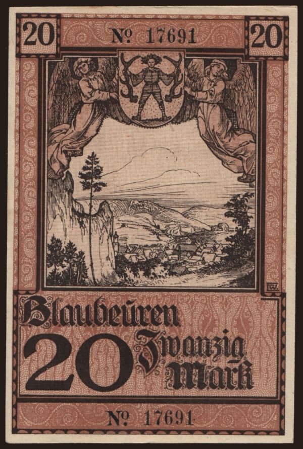 Nemecko, Grossgeld, Inflation, 1918-1920: Blaubeuren/ Amstkörperschaft, 20 Mark, 1918