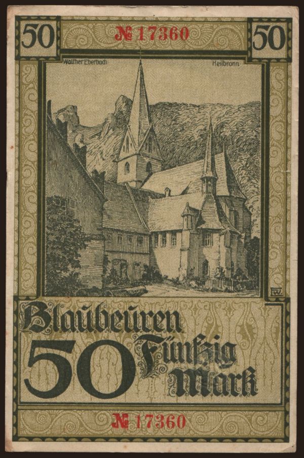 Nemecko, Grossgeld, Inflation, 1918-1920: Blaubeuren/ Amstkörperschaft, 50 Mark, 1918