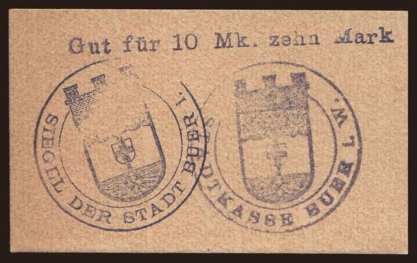 Németország, Notgeld, 1914-1915: Buer/ Stadt, 10 Mark, 1914