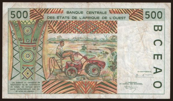 Afrika, Západná Afrika: Burkina Faso, 500 francs, 1995