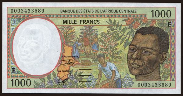 Afrika, Stredná Afrika: Cameroun, 1000 francs, 2000