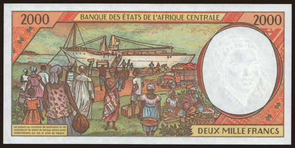 Afrika, Stredná Afrika: Cameroun, 2000 francs, 1994