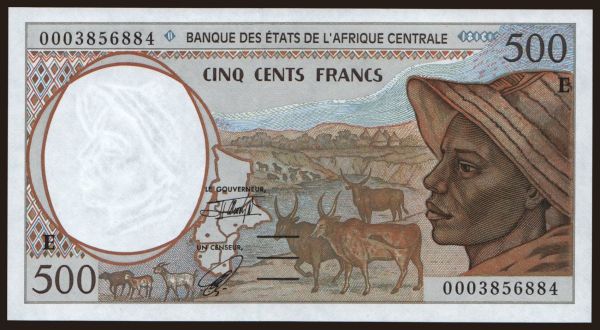 Afrika, Stredná Afrika: Cameroun, 500 francs, 2000