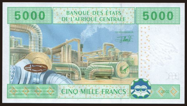 Afrika, Stredná Afrika: Cameroun, 5000 francs, 2002