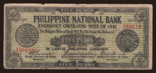 Asia, Philippines, Philippines - Emergency issues: Cebu, 2 pesos, 1941