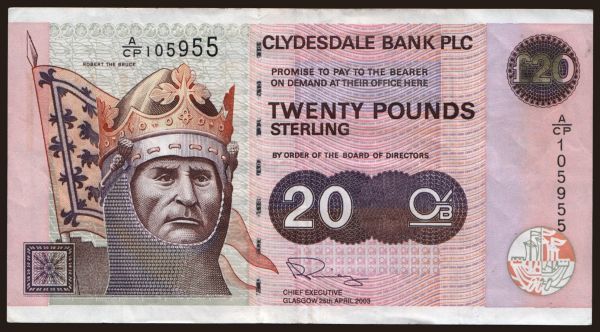 Európa, Egyesült Királyság, Skócia: Clydesdale Bank, 20 pounds, 2003