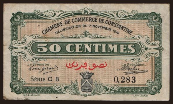 Afrika, Algéria: Constantine, 50 centimes, 1916