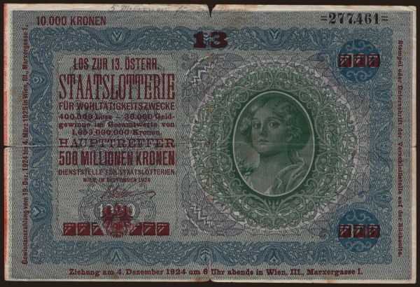 Ausztria és Osztrák-Magyar Monarchia, Kronen (1919-1925): Donaustaat, 1000 Kronen, 1923