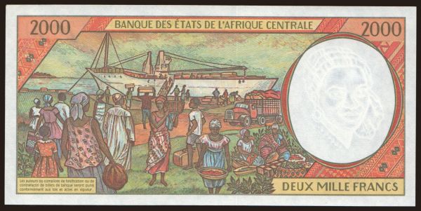 Afrika, Közép-Afrika: Equatorial Guinea, 2000 francs, 1993