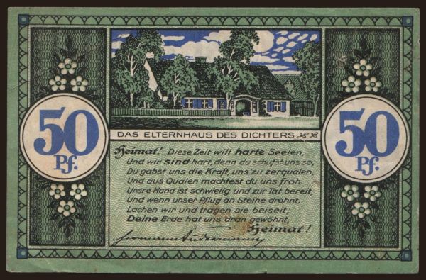 Europe, Memel: Heydekrug, 50 Pfennig, 1921