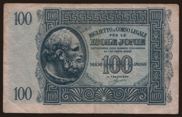 Európa, Görögország: Isole Jonie, 100 drachmai, 1941