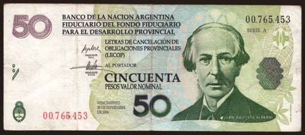 America, Argentina: LECOP, 50 pesos, 2006