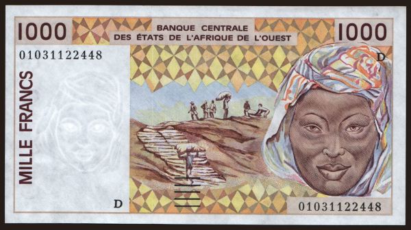 Africa, West African States: Mali, 1000 francs, 2001