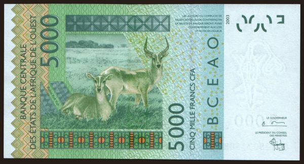 Africa, West African States: Mali, 5000 francs, 2003