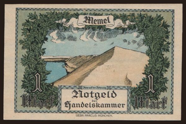 Europe, Memel: Memel, 1 Mark, 1922