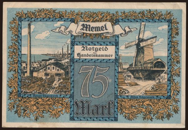 Europe, Memel: Memel, 75 Mark, 1922