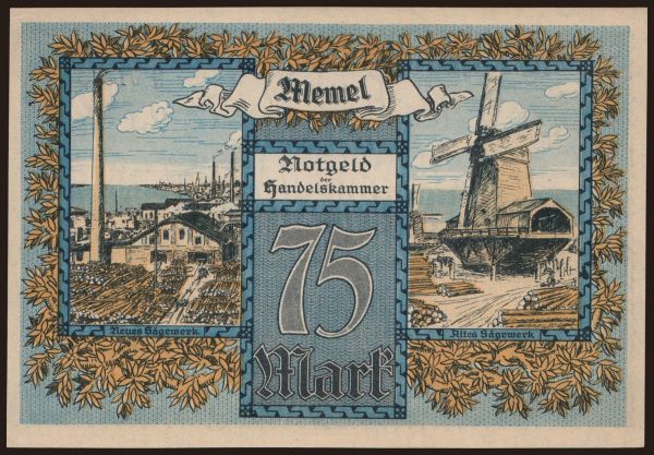 Európa, Memel: Memel, 75 Mark, 1922