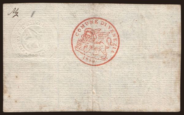 Europe, Italy, Italy - Local issues 1798-1920: Moneta del Comune di Venezia, 1 lira, 1848