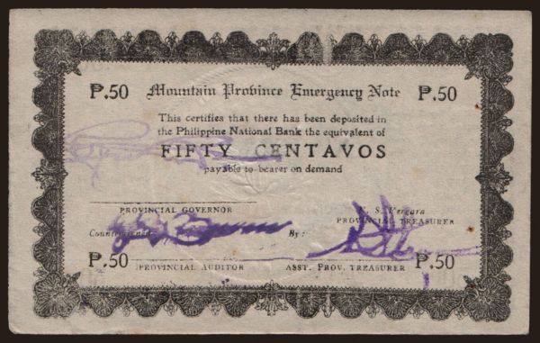 Asia, Philippines, Philippines - Emergency issues: Mountain Province, 50 centavos, 1942