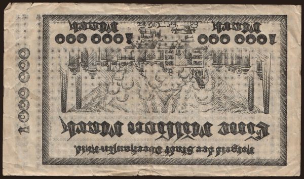 Germany, Grossgeld, Inflation, 1923: Oberhausen/ Stadt, 1.000.000 Mark, 1923