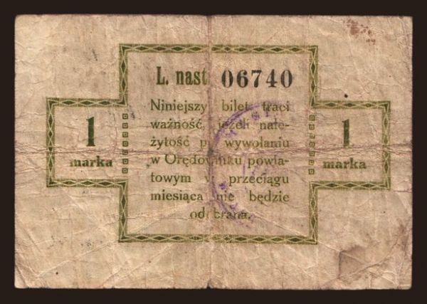 Europe, Poland, Poland - Local issues: Puck, 1 marka, 1920