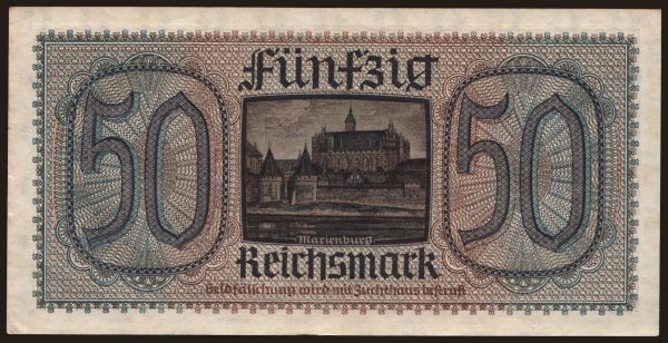 Germany, Occupation & Military (1939-1945): Reichskreditkassenschein, 50 Reichsmark, 1939