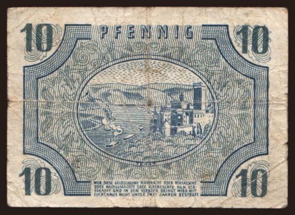 Németország, Nyugat-Németország: Rheinland-Pfalz, 10 Pfennig, 1947