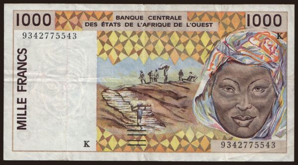 Afrika, Nyugat Afrikai Államok: Senegal, 1000 francs, 1993