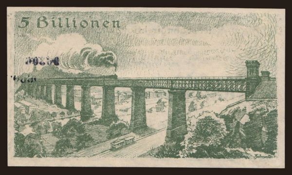 Nemecko, Deutsche Reichsbahn / Reichspost: Suttgart, 5.000.000.000.000 Mark, 1923