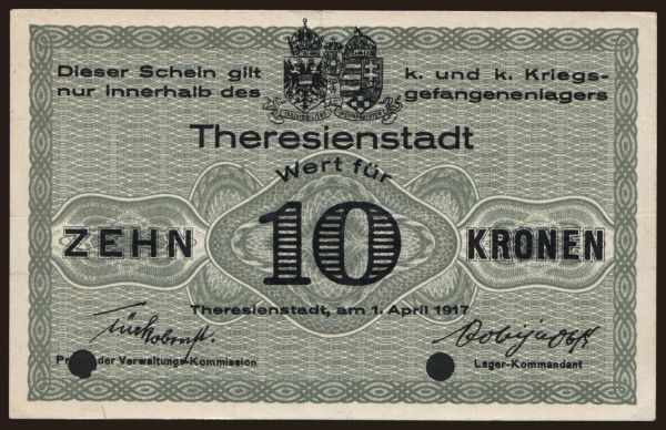 Ausztria és Osztrák-Magyar Monarchia, Fogolytábor kiadások (1914-18): Theresienstadt, 10 Kronen, 1917