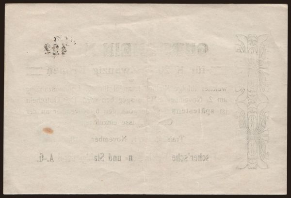 Austria and Austro-Hungary, Notgeld - Kronen (1914-1923): Traisen/ Fischer sche Weicheisen- und Stahlgiesserei A.-G., 20 Kronen, 1918