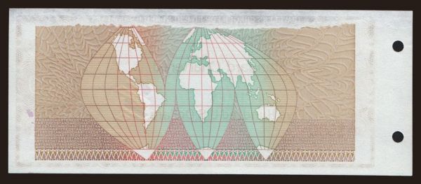 Peripheries, Traveller's cheque, USA: Travellers cheque, Standard Chartered Bank, 500 dollars, specimen