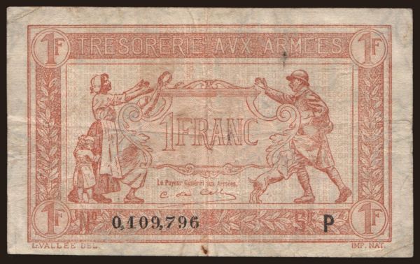 Europe, France, France - General issues -1959: Trésorerie aux Armées, 1 franc, 1917