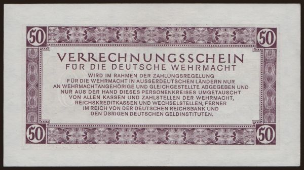 Germany, Occupation & Military (1939-1945): Wehrmacht, 50 Reichsmark, 1944