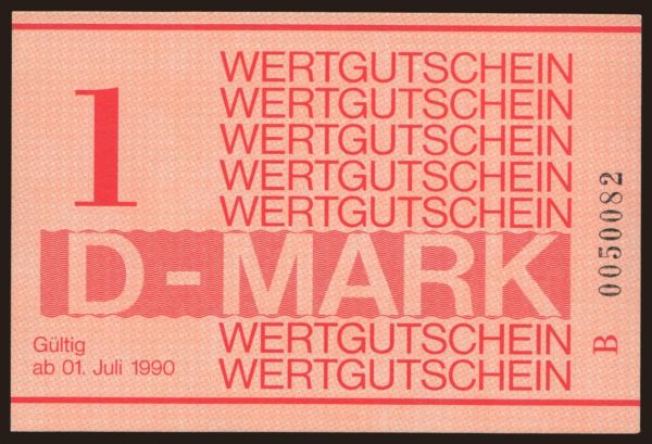 Nemecko, Nemecká demokratická republika: Wertgutschein, 1 Mark, 1990