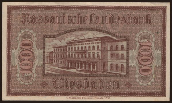 Nemecko, Grossgeld, Inflation, 1922: Wiesbaden/ Nassauische Landesbank, 1000 Mark, 1922