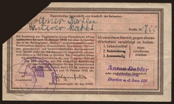 Germany, Miscellaneous: Winterhilfswerk, 50 Reichspfennig, 1939