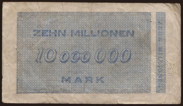 Nemecko, Grossgeld, Inflation, 1923: Wipperfürth/ Kreis, 10.000.000 Mark, 1923